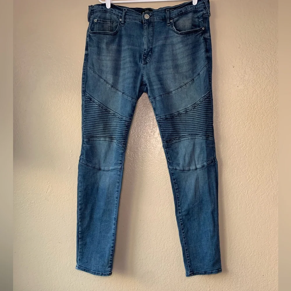 TRUE RELIGION Rocco Relaxed Skinny Biker Denim Jeans Size 38